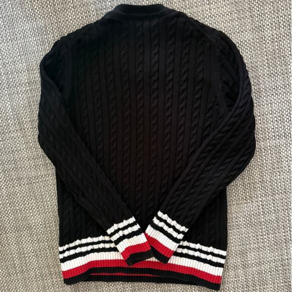 TOMMY HILFIGER 100% Cotton Crewneck Cable Knit Tennis Preppy Pullover Sweater M - Picture 2 of 5